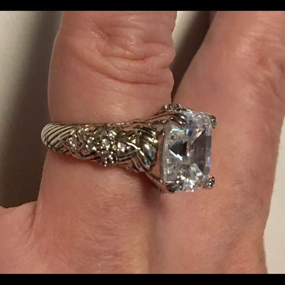 Judith Ripka Silver Ring with Clear Stone - Picture 3 of 7